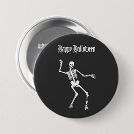 Funny Scary Skeleton Happy Halloween Ronde Button 7,6 Cm