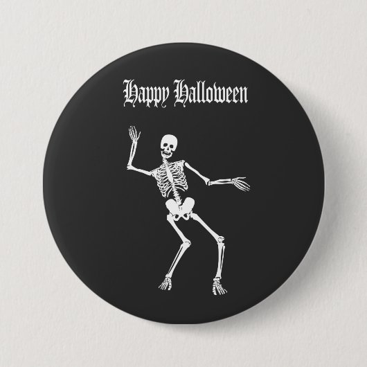 Funny Scary Skeleton Happy Halloween Ronde Button 7,6 Cm (Voorkant)