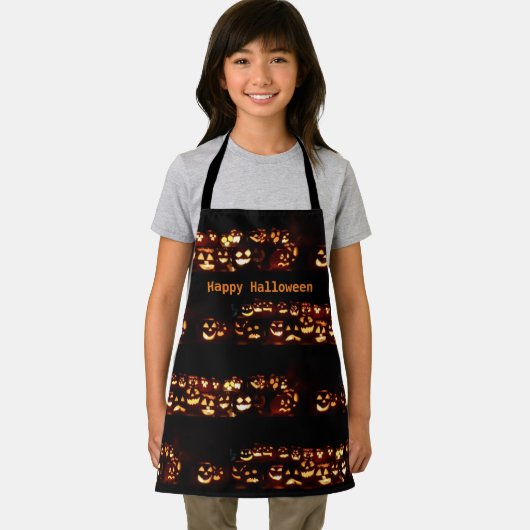 Funny Scary Spooky Halloween Lit Jack O'Lantern Schort (Insitu)