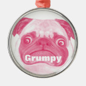 Funny Schattig PINK Grumpy Puggy Metalen Ornament (Voorkant)