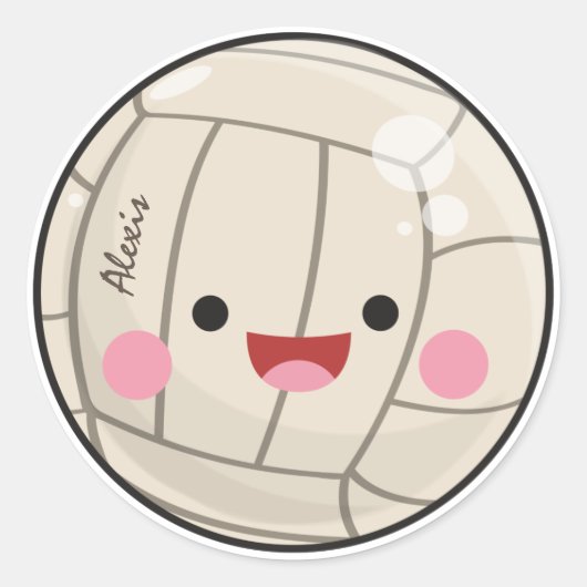 Funny Schattig Volleyball Kawaii Ball Kind Ronde Sticker (Voorkant)
