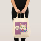 Funny Schattige Hipster Doofus Cat Shopping Bag Tote Bag (Voorkant (product))