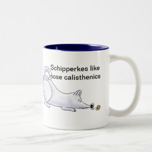 Funny Schipperke Dog Cartoon Tweekleurige Koffiemok