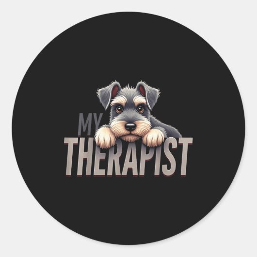 Funny Schnau Puppy My Therast Schnauzer Dog  Ronde Sticker (Voorkant)