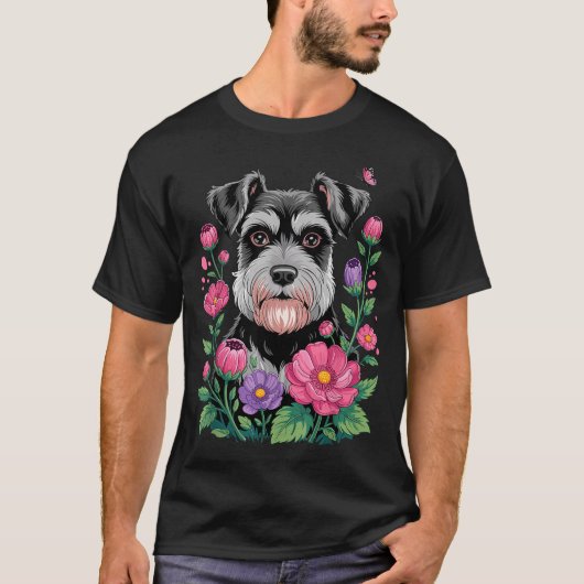 Funny Schnauzer Art For Women Schnauzer Dog Lover  T-shirt (Voorkant)