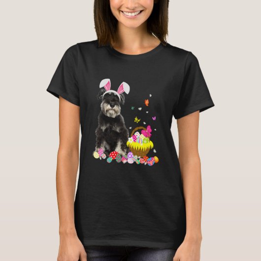 Funny Schnauzer Bunny Easter Dog T-shirt (Voorkant)