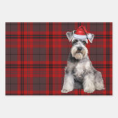 Funny Schnauzer Christmas Dog Holiday Plaid Inpakpapier Vel (Voorkant 3)