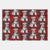 Funny Schnauzer Christmas Dog Holiday Plaid Inpakpapier Vel (Voorkant)