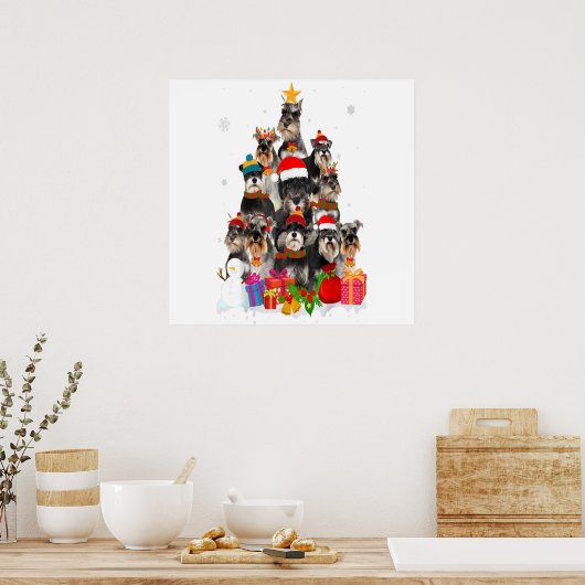Funny Schnauzer Christmas Tree Pet DOG Lover Gift Poster (Keuken)