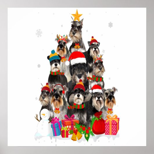 Funny Schnauzer Christmas Tree Pet DOG Lover Gift Poster (Voorkant)