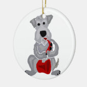 Funny Schnauzer die Red Saxophone speelt Keramisch Ornament (Links)