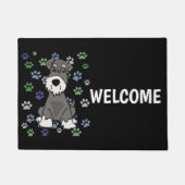 Funny Schnauzer Dog en Paw Prints Art Deurmat (Voorkant)
