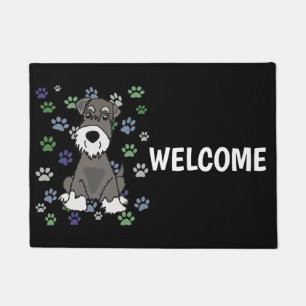 Funny Schnauzer Dog en Paw Prints Art Deurmat