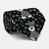 Funny Schnauzer Dog en Paw Prints Art Stropdas (Opgerold)