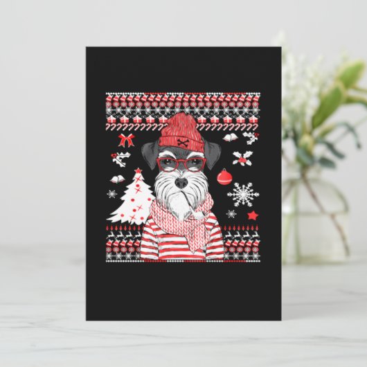 Funny Schnauzer Dog kerstcadeau Bedankkaart (Staand voorkant)