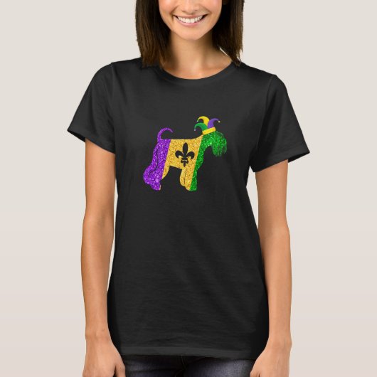 Funny Schnauzer Dog Lover Cute Mardi Gras Carnival T-shirt (Voorkant)