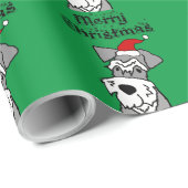 Funny Schnauzer Dog Merry Kerstmis Cadeaupapier (Rol Hoek)