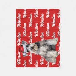 Funny Schnauzer Dog Name Patterned Christmas Fleece Deken