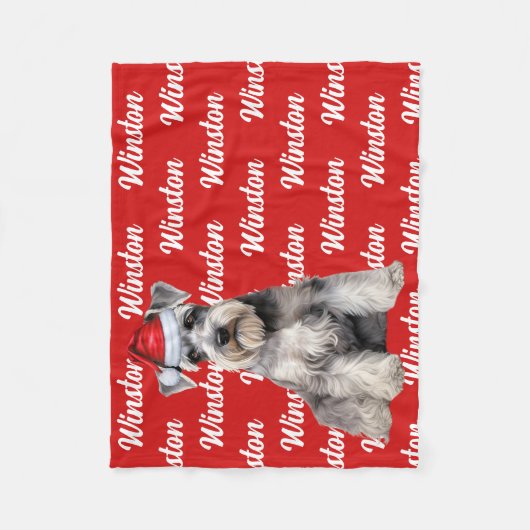 Funny Schnauzer Dog Name Patterned Christmas Fleece Deken (Voorkant)