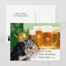 Funny Schnauzer en Beer St. Patrick's Day Briefkaart