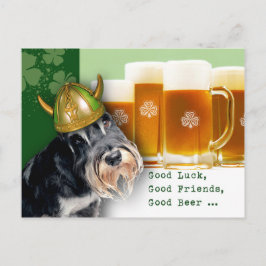 Funny Schnauzer en Beer St. Patrick's Day Briefkaart