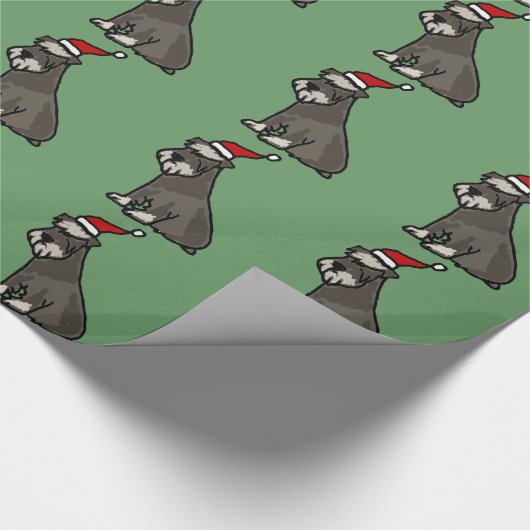 Funny Schnauzer in het kerstPet Cadeaupapier (Hoek)