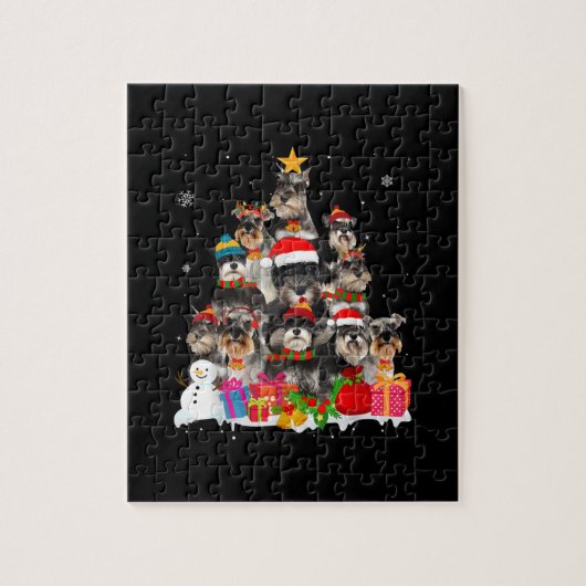 Funny Schnauzer Kerstmis Hondenliefhebber Gift Legpuzzel (Verticaal)
