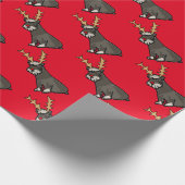 Funny Schnauzer met Reindeer Antlers Kerstmis Cadeaupapier (Hoek)