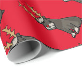 Funny Schnauzer met Reindeer Antlers Kerstmis Cadeaupapier (Rol Hoek)