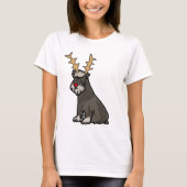 Funny Schnauzer met Reindeer Antlers Kerstmis T-shirt (Voorkant)