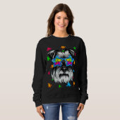 Funny Schnauzer Puzzle Autism Awareness Dog Trui (Voorkant volledig)