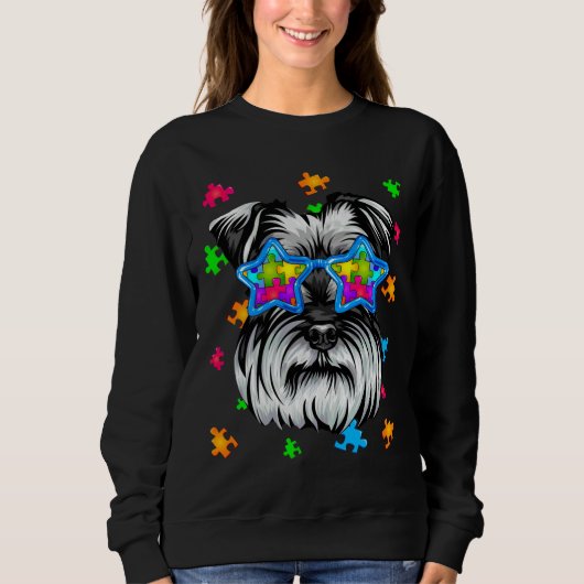 Funny Schnauzer Puzzle Autism Awareness Dog Trui (Voorkant)