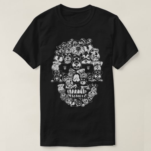 Funny Schnauzer Skull Dog Skeleton Halloween T-shirt (Design voorkant)