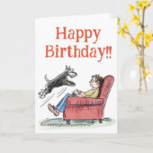 Funny Schnauzer Verjaardagsgroeten Kaart (Gele Bloem)