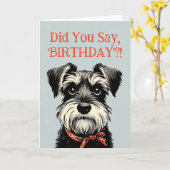 Funny Schnauzer Verjaardagsgroeten Kaart (Gele Bloem)