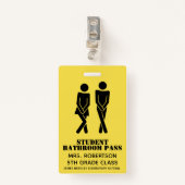 Funny School Bathroom Hall Pass Badge (Voorkant met clip)
