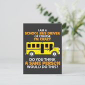 Funny School Bus - Crazy Buss Driver Fun Car Briefkaart (Staand voorkant)