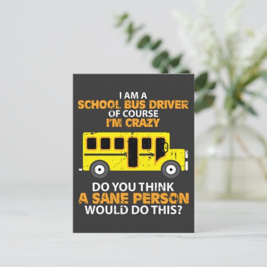 Funny School Bus - Crazy Buss Driver Fun Car Briefkaart (Staand voorkant)