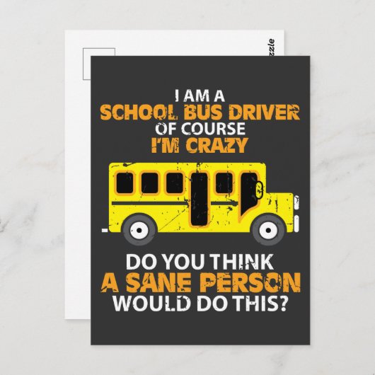 Funny School Bus - Crazy Buss Driver Fun Car Briefkaart (Voorkant / Achterkant)