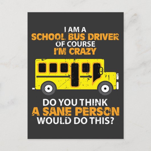Funny School Bus - Crazy Buss Driver Fun Car Briefkaart (Voorkant)