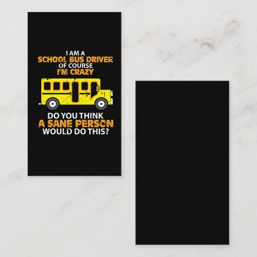 Funny School Bus - Crazy Buss Driver Fun Car Visitekaartje (Voorkant / Achterkant)