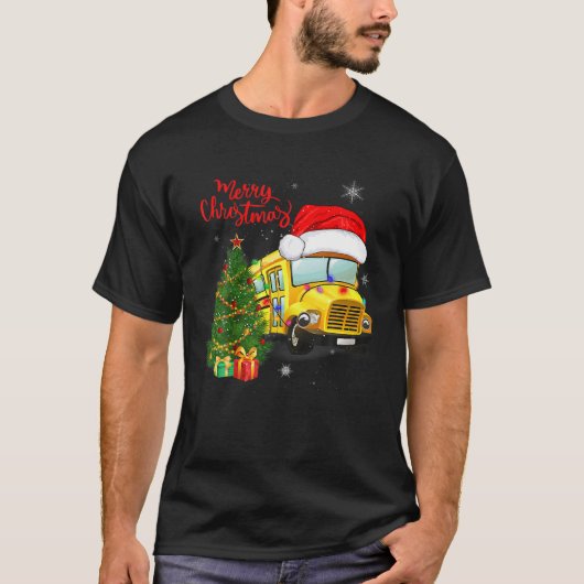 Funny School Bus Drivers Santa Hat Merry Christmas T-shirt (Voorkant)