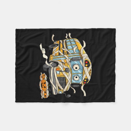 Funny School Bus Mummy Pumpkin Halloween Kids Mens Fleece Deken (Voorkant (Horizontaal))