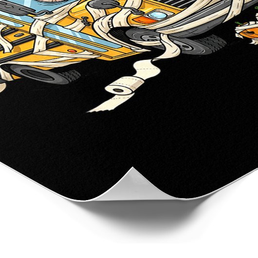 Funny School Bus Mummy Pumpkin Halloween Kids Mens Poster (Hoek)