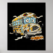 Funny School Bus Mummy Pumpkin Halloween Kids Mens Poster (Voorkant)