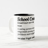 Funny School Counselor Definition Tweekleurige Koffiemok (Voorkant links)