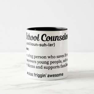 Funny School Counselor Definition Tweekleurige Koffiemok