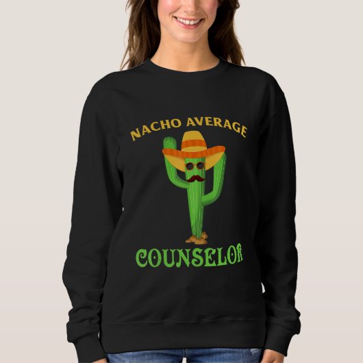 Funny School Counselor Nacho Retro Teacher Cactus Trui (Voorkant)