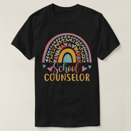 Funny School Counselor Rainbow Leopard Print Count T-shirt (Design voorkant)
