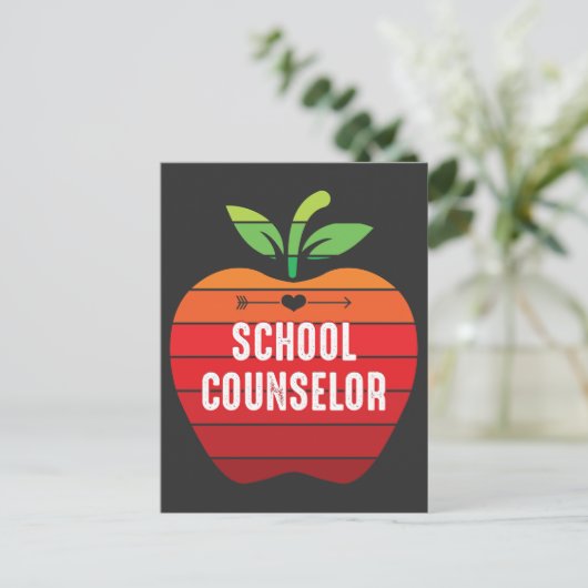 Funny School Counselor Retro Apple Briefkaart (Staand voorkant)